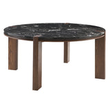 Estella Black/Walnut Round Dining Table w/Marble Top - Ornate Home