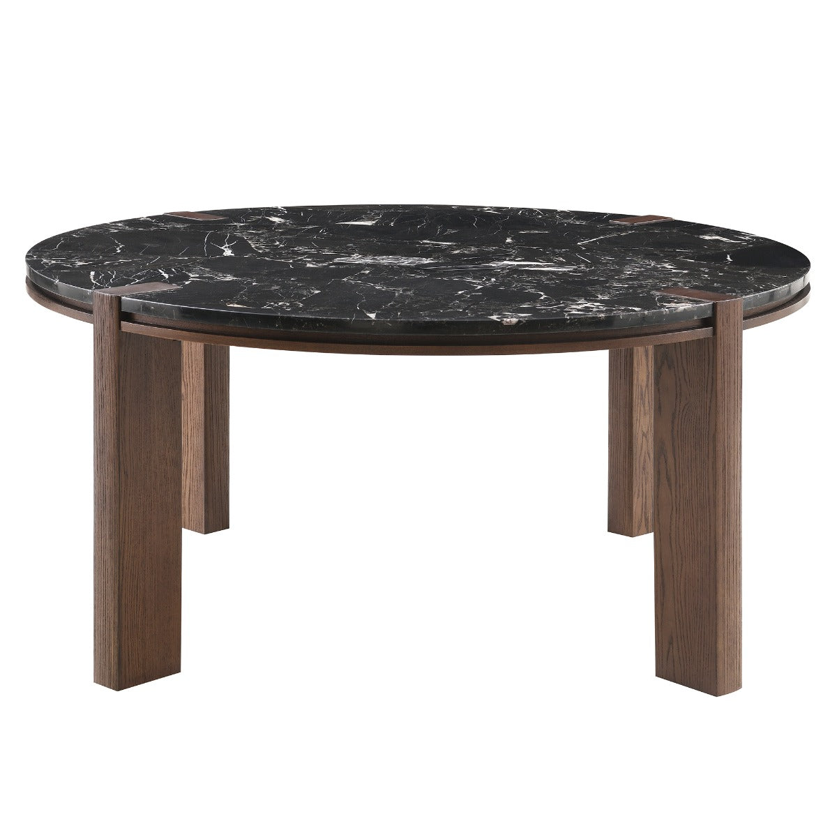 Estella Black/Walnut Round Dining Table w/Marble Top - Ornate Home