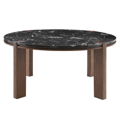Estella Black/Walnut Round Dining Table w/Marble Top - Ornate Home