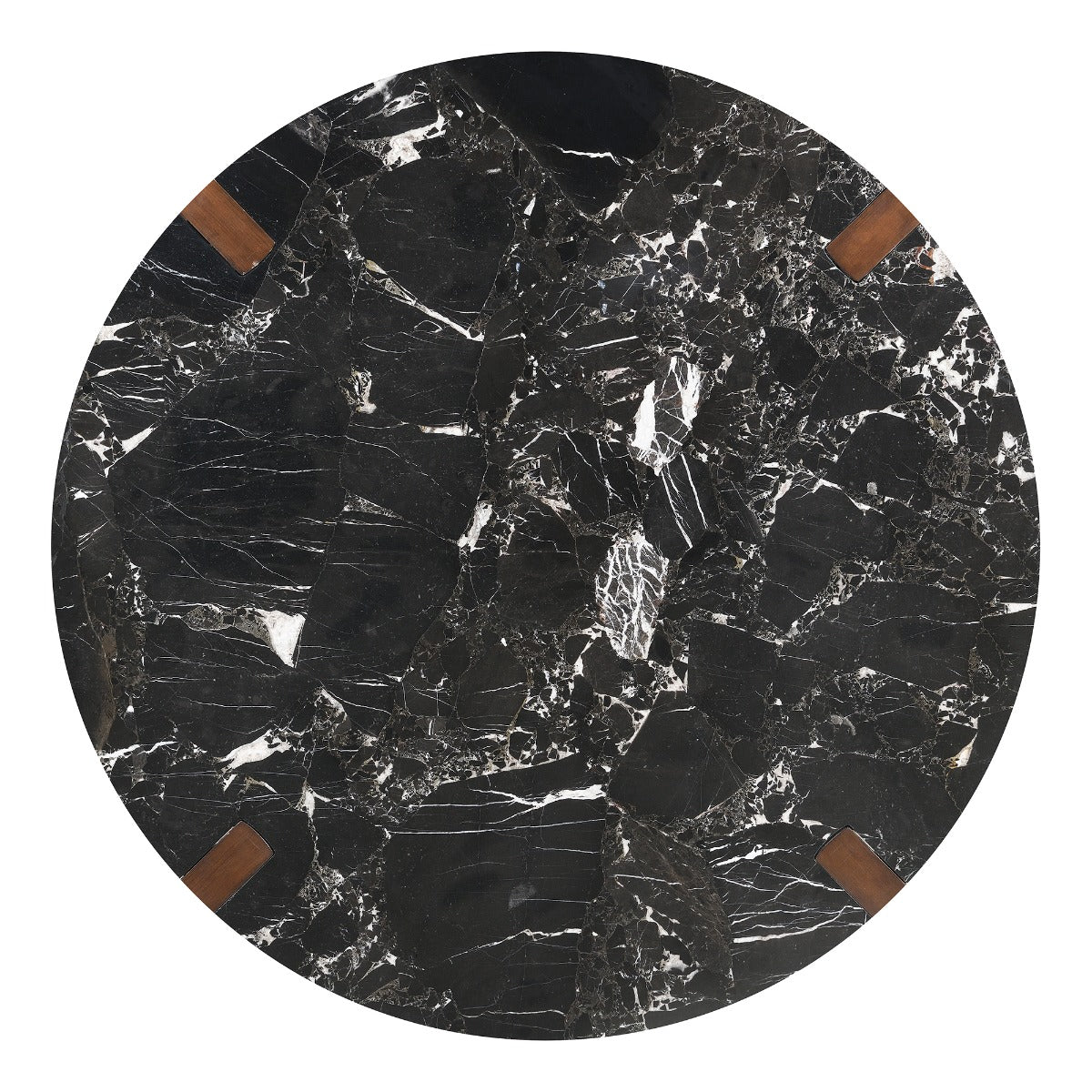 Estella Black/Walnut Round Dining Table w/Marble Top - Ornate Home