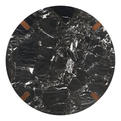 Estella Black/Walnut Round Dining Table w/Marble Top - Ornate Home