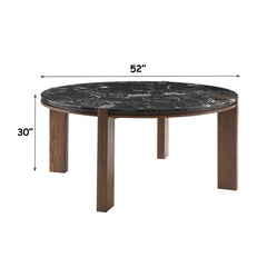 Estella Black/Walnut Round Dining Table w/Marble Top - Ornate Home