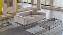 Estella Cream/Metallic Silver Side Table - Ornate Home