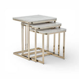 Estella Polished Gold/White Nesting Tables (Set of 3) - Ornate Home