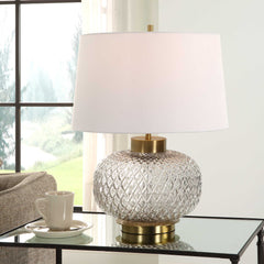 Estelle Brass/Gray Glass Table Lamp - Ornate Home