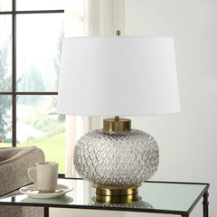 Estelle Brass/Gray Glass Table Lamp - Ornate Home