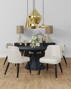 Estelle Dining Chair in Cream and Black (set of 2) - Ornate Home