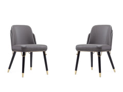 Estelle Dining Chair in Pebble and Black (set of 2) - Ornate Home