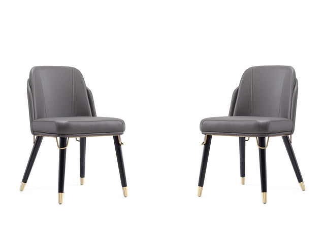 Estelle Dining Chair in Pebble and Black (set of 2) - Ornate Home