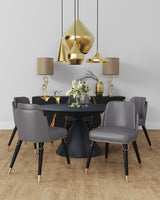 Estelle Dining Chair in Pebble and Black (set of 2) - Ornate Home