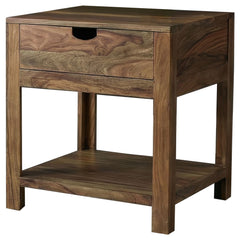 Esther Natural Sheesham 1-drawer Solid Wood Side End Table - Ornate Home
