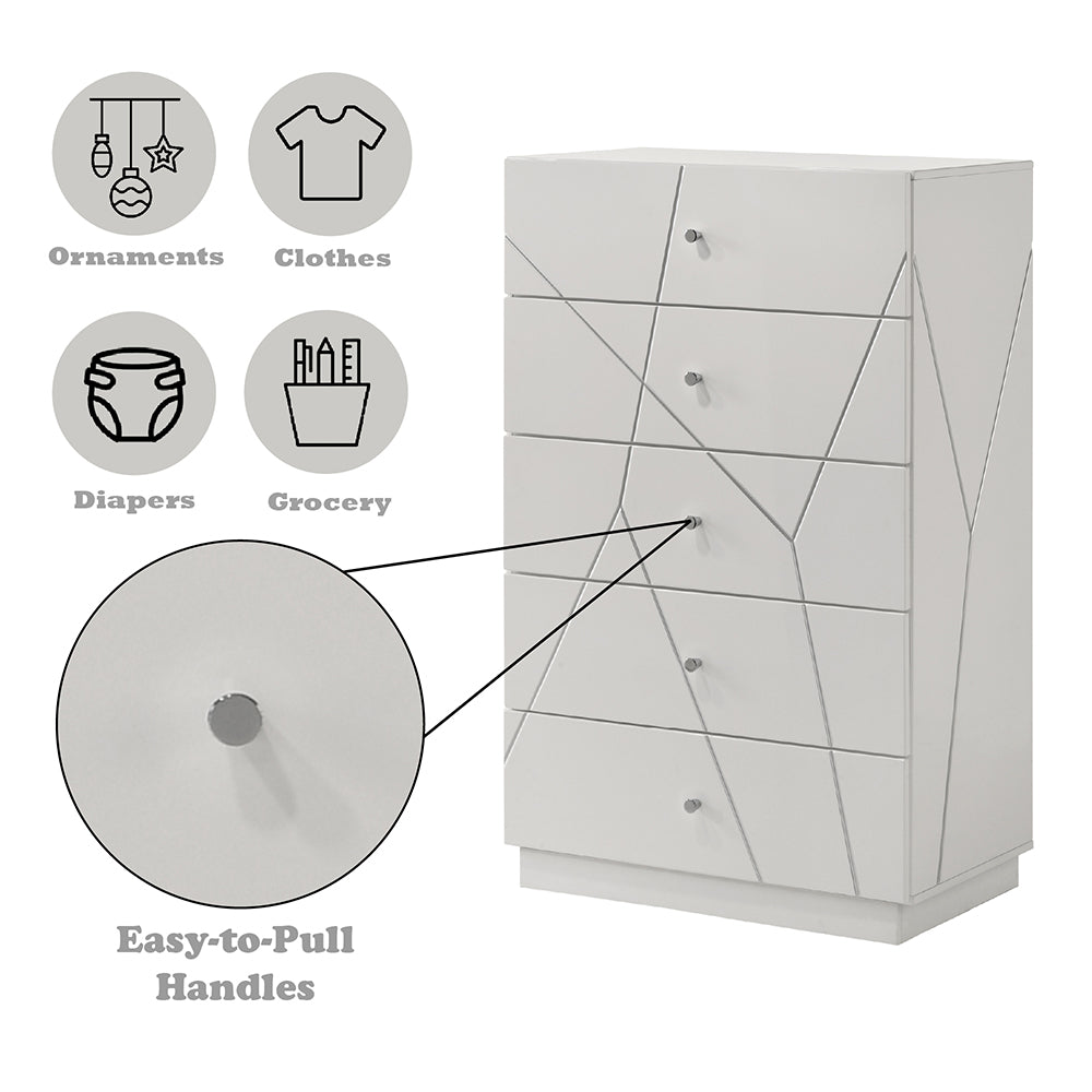 Esther White/Silver Chest - Ornate Home