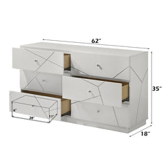 Esther White/Silver Dresser - Ornate Home