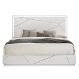 Esther White/Silver Eastern King Bed w/LED - Ornate Home
