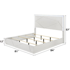 Esther White/Silver Eastern King Bed w/LED - Ornate Home