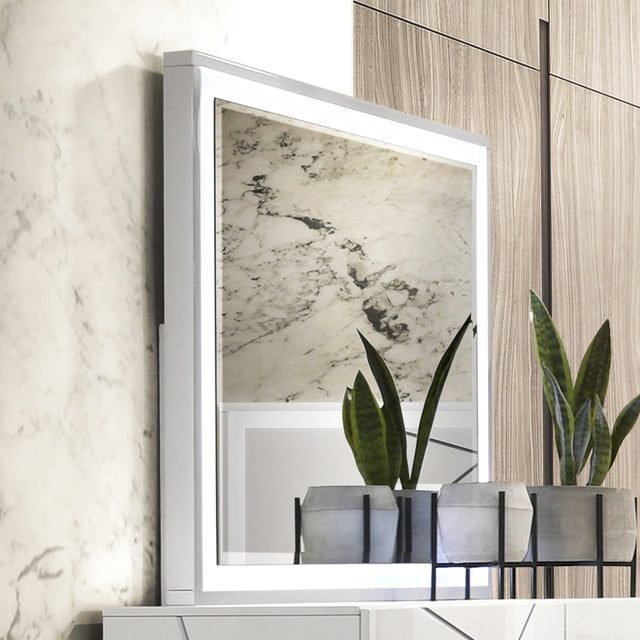 Esther White/Silver Mirror w/LED - Ornate Home