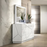 Esther White/Silver Mirror w/LED - Ornate Home