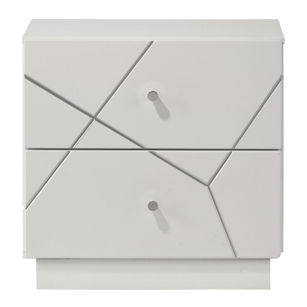 Esther White/Silver Nightstand - Ornate Home