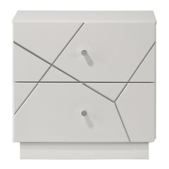 Esther White/Silver Nightstand - Ornate Home