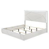Esther White/Silver Queen Bed w/LED - Ornate Home