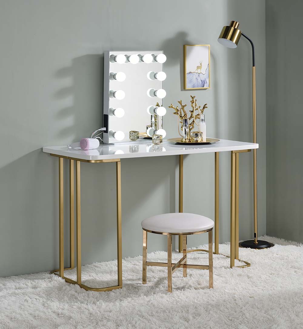 Estie White/Gold Writing Desk - Ornate Home
