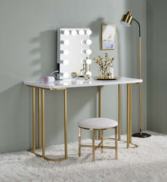 Estie White/Gold Writing Desk - Ornate Home