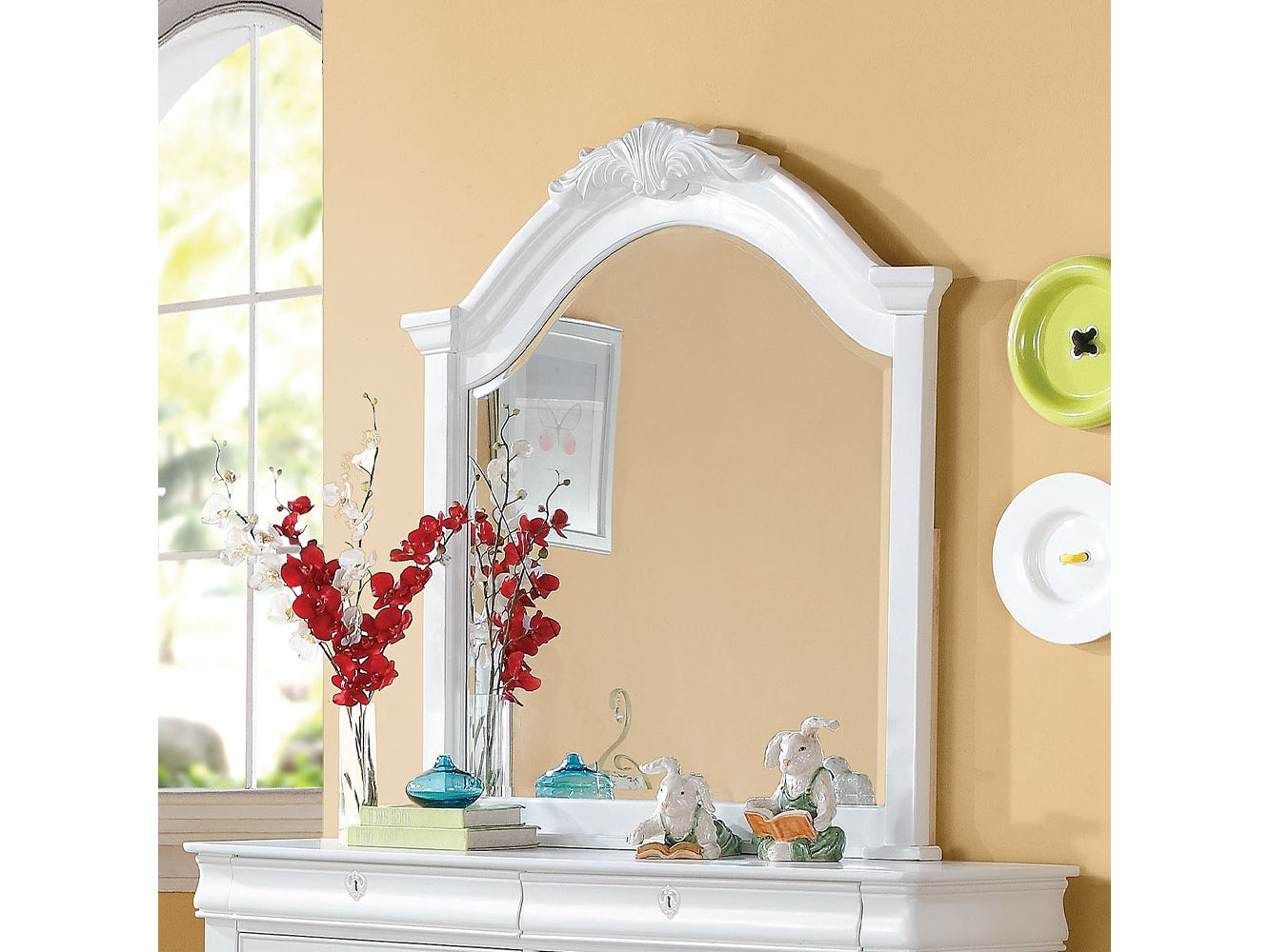 Estrella Youth Dresser Mirror in White - Ornate Home
