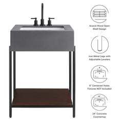 Etch Black/White 24" Bathroom Vanity with Sink - Ornate Home