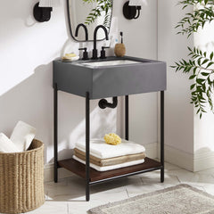 Etch Black/White 24" Bathroom Vanity with Sink - Ornate Home