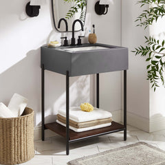 Etch Black/White 24" Bathroom Vanity with Sink - Ornate Home