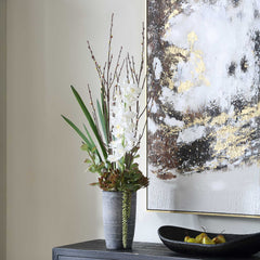 Eterna Orchid Black/Green/White Centerpiece & Vase - Ornate Home