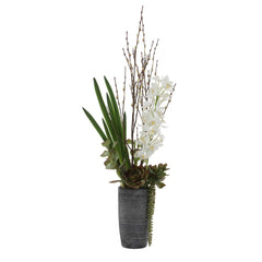 Eterna Orchid Black/Green/White Centerpiece & Vase - Ornate Home