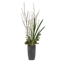 Eterna Orchid Black/Green/White Centerpiece & Vase - Ornate Home