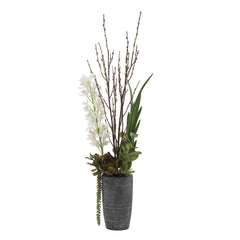 Eterna Orchid Black/Green/White Centerpiece & Vase - Ornate Home