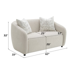 Etienne Beige Loveseat W/3 Pillows - Ornate Home
