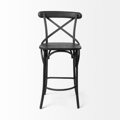 Etienne Black Wood Seat Metal Base Stool - Ornate Home