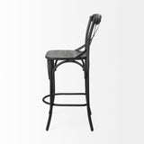 Etienne Black Wood Seat Metal Base Stool - Ornate Home
