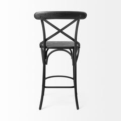 Etienne Black Wood Seat Metal Base Stool - Ornate Home