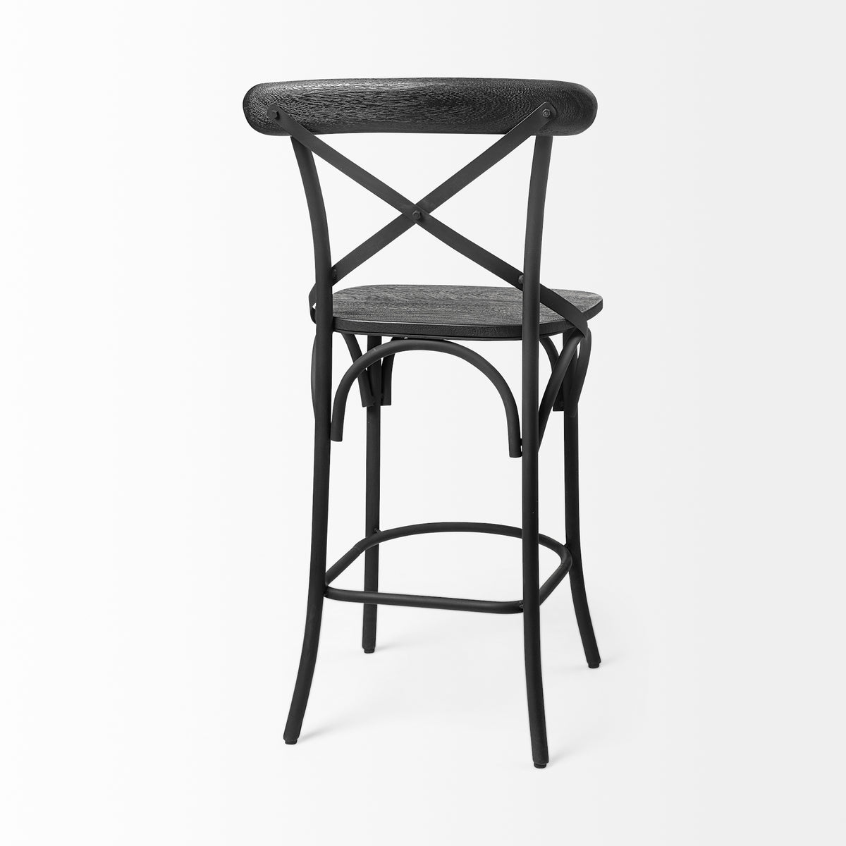 Etienne Black Wood Seat Metal Base Stool - Ornate Home