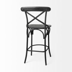 Etienne Black Wood Seat Metal Base Stool - Ornate Home