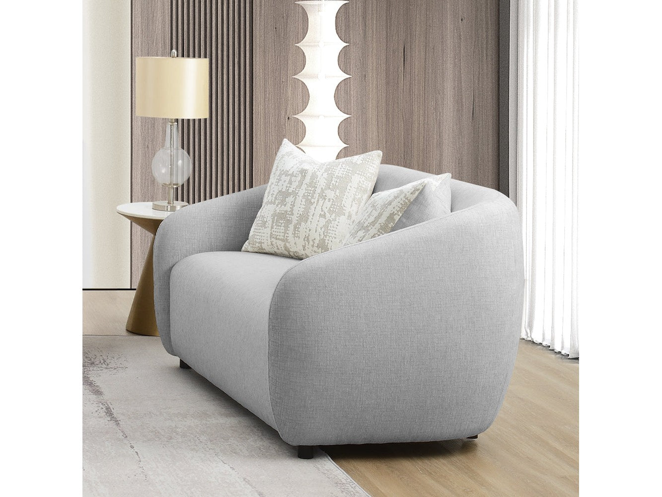 Etienne Gray Loveseat W/3 Pillows - Ornate Home