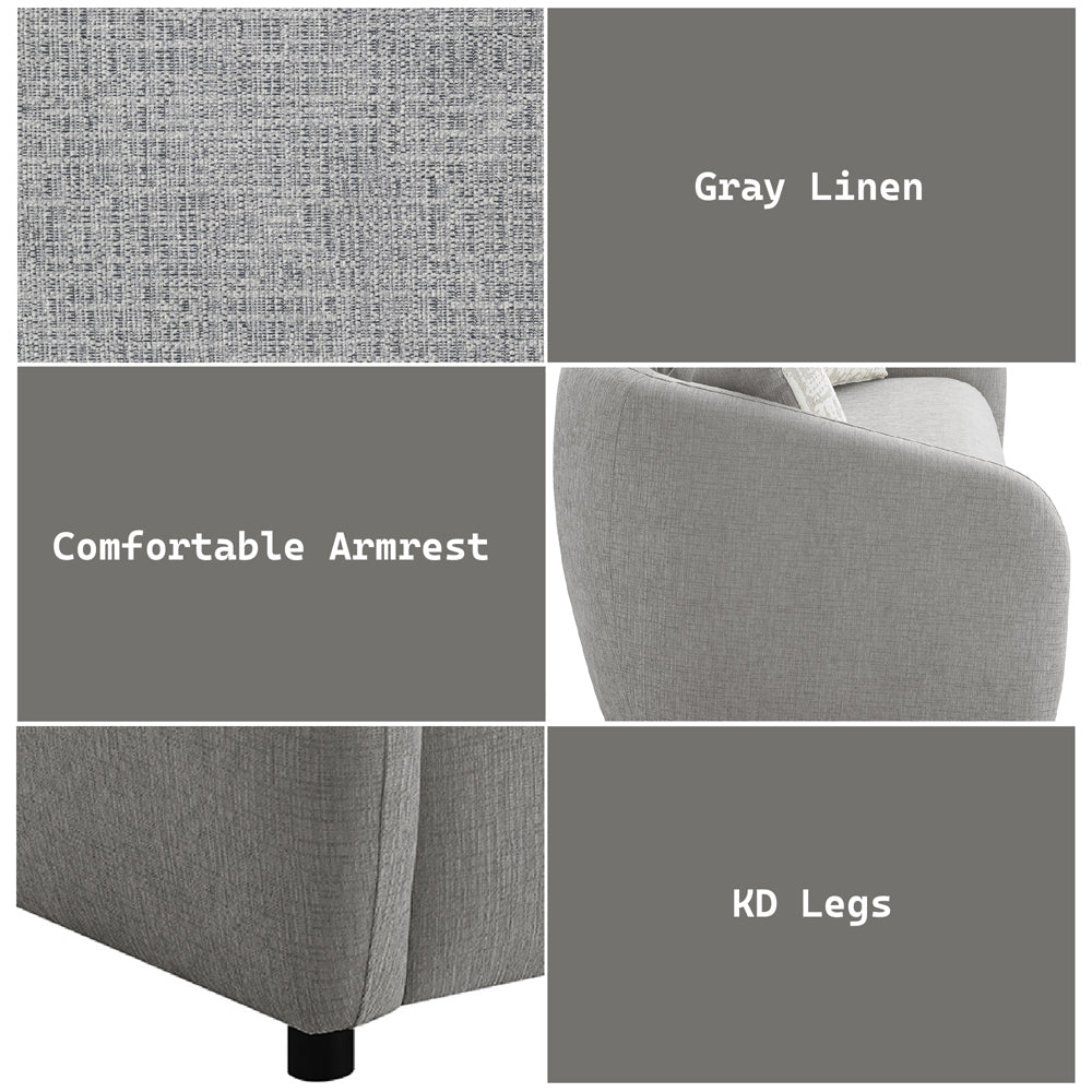 Etienne Gray Sofa W/3 Pillows - Ornate Home