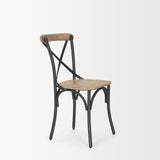 Etienne Light Brown Cross Back Dining Side Chair (Set of 2) - Ornate Home