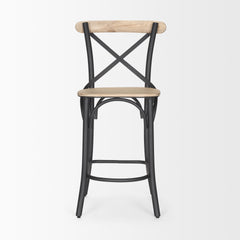 Etienne Light Brown Wood with Iron Metal Counter Stool - Ornate Home