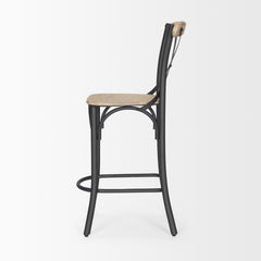 Etienne Light Brown Wood with Iron Metal Counter Stool - Ornate Home