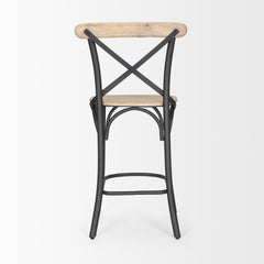 Etienne Light Brown Wood with Iron Metal Counter Stool - Ornate Home