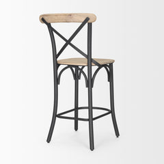 Etienne Light Brown Wood with Iron Metal Counter Stool - Ornate Home