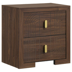Etienne Walnut 2-drawer Nightstand Bedside Table - Ornate Home