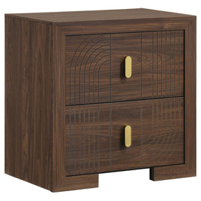 Etienne Walnut 2-drawer Nightstand Bedside Table - Ornate Home