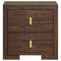 Etienne Walnut 2-drawer Nightstand Bedside Table - Ornate Home